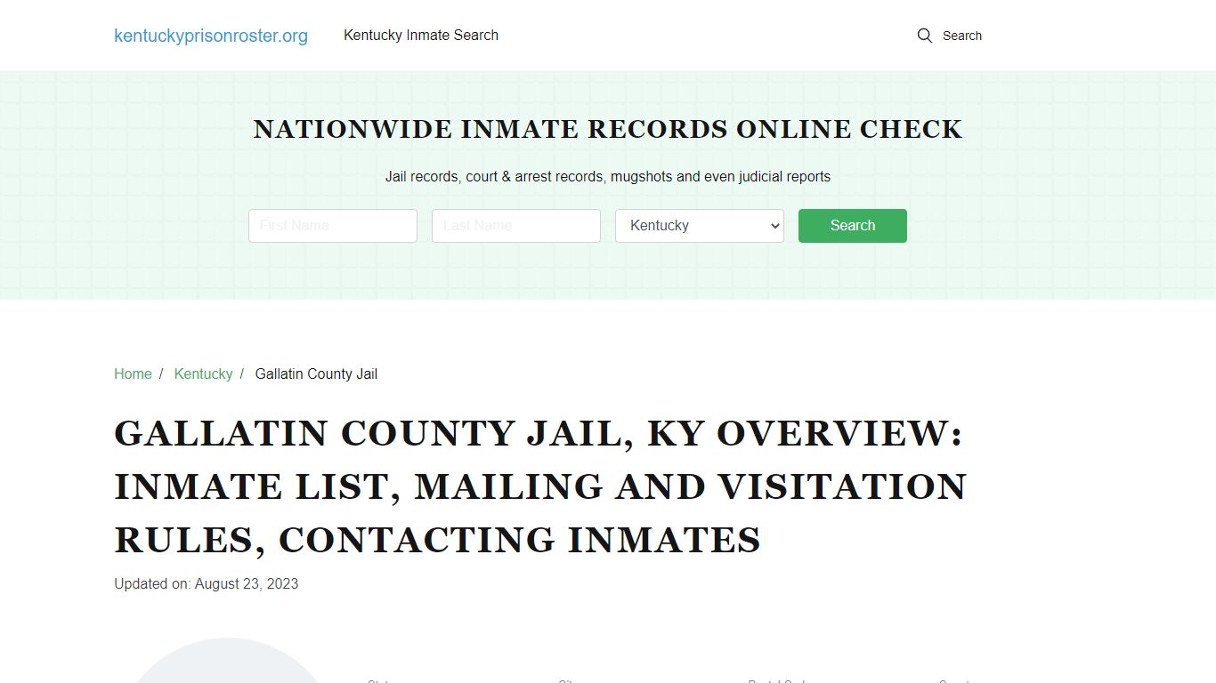 Gallatin County Jail, KY: Offender Search, Visitation & Contact Info